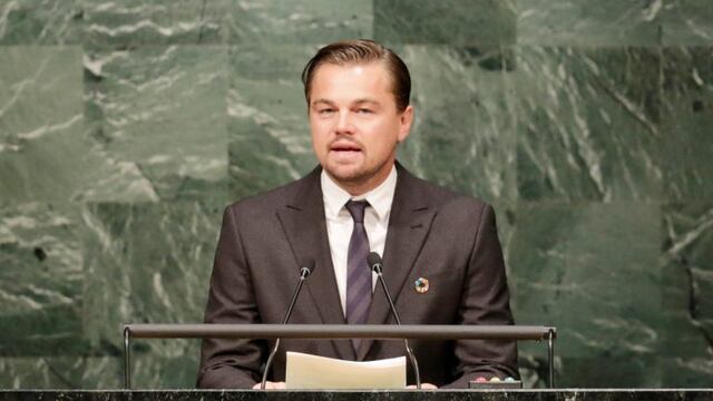 Leonardo Di Caprio en la firma del Acuerdo de París sobre el cambio climático en la ONU (Foto: Mark Lennihan/AP)