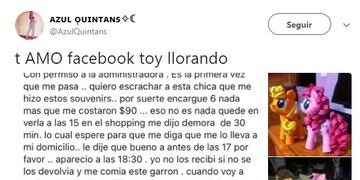 Encargó souvenirs a través de Facebook y el resultado no fue el esperado\u002E (Foto: Captura de Twitter)