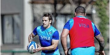 Entrenamiento de Los Pumas previo al choque con Australia.