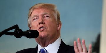 In this Nov\u002E 15, 2017, photo, President Donald Trump speaks in the Diplomatic Reception Room of the White House in Washington\u002E Trump is not usually one to sit out a political feeding frenzy\u002E But now he’s selectively aiming his Twitter guns at those under scrutiny for sexual misconduct\u002E He’s been largely silent about Alabama Senate candidate Roy Moore but hasn’t hesitated to skewer Democratic Sen\u002E Al Franken\u002E It’s a tricky matter for Trump: During the campaign, more than a dozen women stepped up to accuse him of sexual misconduct, and he was seen bragging in an old video about groping and kissing women\u002E (AP Photo/Evan Vucci)