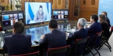 Herrera Ahuad con el ministro de Transporte, Mario Meoni, y otros integrantes del Gabinete para tratar protocolo para camiones\u002E (MisionesOnline)