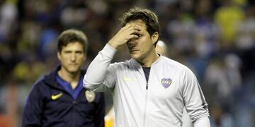 Guillermo Barros Schelotto brindó una escueta conferencia de prensa tras el empate agónico ante Palmeiras\u002E / AFP PHOTO / ALBERTO RAGGIO
