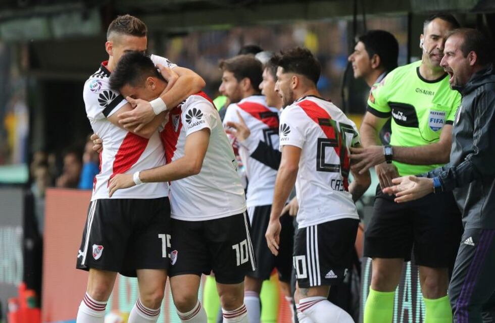 Pity Martínez: gol, lesión y cambio en el River-Boca