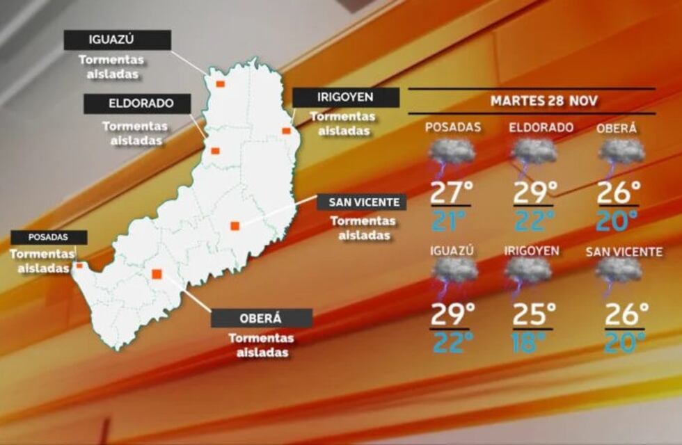 Jornada lluviosa y con pronóstico de tormentas en Misiones