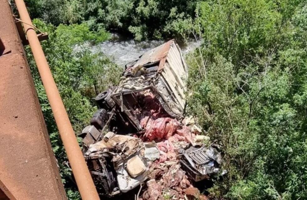 Campo Viera: un camión de frigorífico cayó al vació y perdió su carga