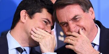 Jair Bolsonaro junta a Sergio Moro\u002E (AFP)