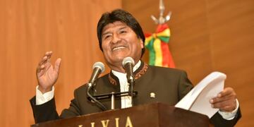 Bolivia's President Evo Morales speaks during a ceremony where government enacts a health law at the presidential palace La Casa Grande del Pueblo in La Paz, Bolivia, February 20, 2019\u002E Enzo De Luca/Courtesy of Bolivian Presidency/Handout via REUTERS\u002E ATTENTION EDITORS - THIS IMAGE WAS PROVIDED BY A THIRD PARTY bolivia evo morales presidente de bolivia