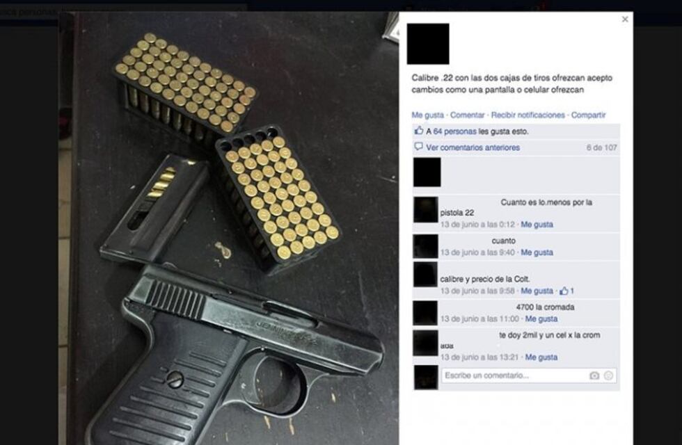 Vendía armas de fuego por el "Facebook" y terminó preso