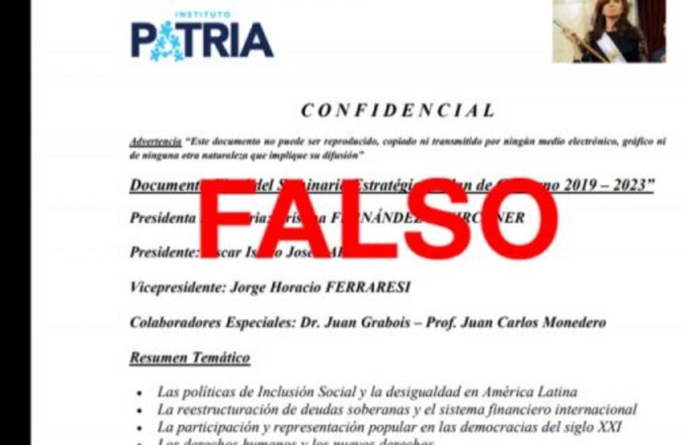 Viral en WhatsApp: es falso el supuesto documento confidencial del Instituto Patria