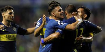 Wanchope celebra su gol ante Banfield\u002E (Olé)