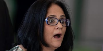 Brazilian future Minister of Women, Family and Human Rights Damares Alves speaks after being appointed by Brazilian President-elect Jair Bolsonaro in Brasilia on December 6, 2018\u002E (Photo by Sergio LIMA / AFP) brasil Damares Alves pastora evangelica nueva ministra para la Mujer Familia y Derechos Humanos elegida para el nuevo gabinete del presidente