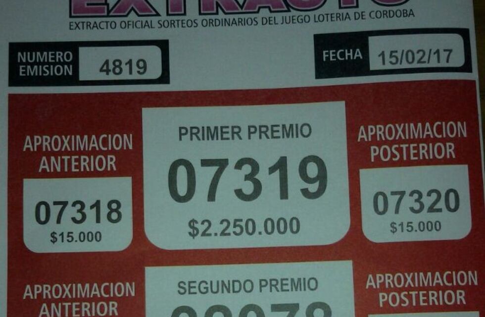 Tres riocuartenses ganaron 2,2 millones en la Lotería de Córdoba