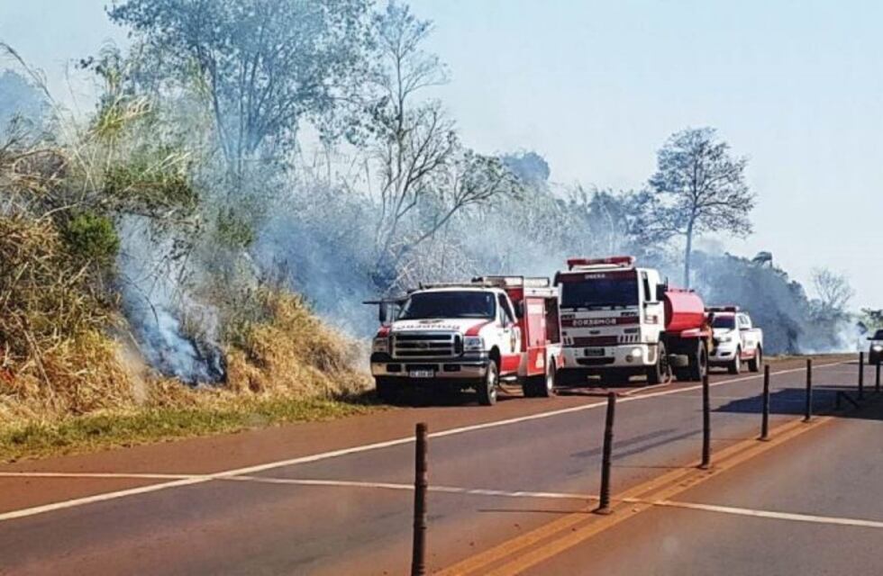En plena alerta por incendios forestales en el país, se registró un incendio al costado de la ruta 14