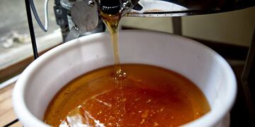 Honey is poured from a honey extractor in Merango, Illinois, U\u002ES\u002E, on Monday, Sept\u002E 10, 2018\u002E Beekeepers in the U\u002ES\u002E reported an increase in honeybee deaths over the last year, possibly the result of erratic weather patterns brought on by a changing climate\u002E Photographer: Daniel Acker/Bloomberg eeuu Illinois produccion apicola en Illinois miel abejas