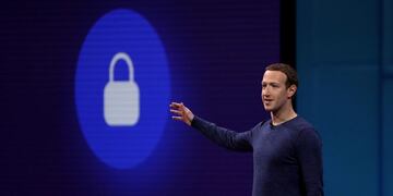 (FILES) This file photo taken on May 1, 2018 shows Facebook CEO Mark Zuckerberg speaking during the F8 Facebook Developers conference in San Jose, California\u002E - Facebook unveiled on June 18, 2019 its global crypto-currency \