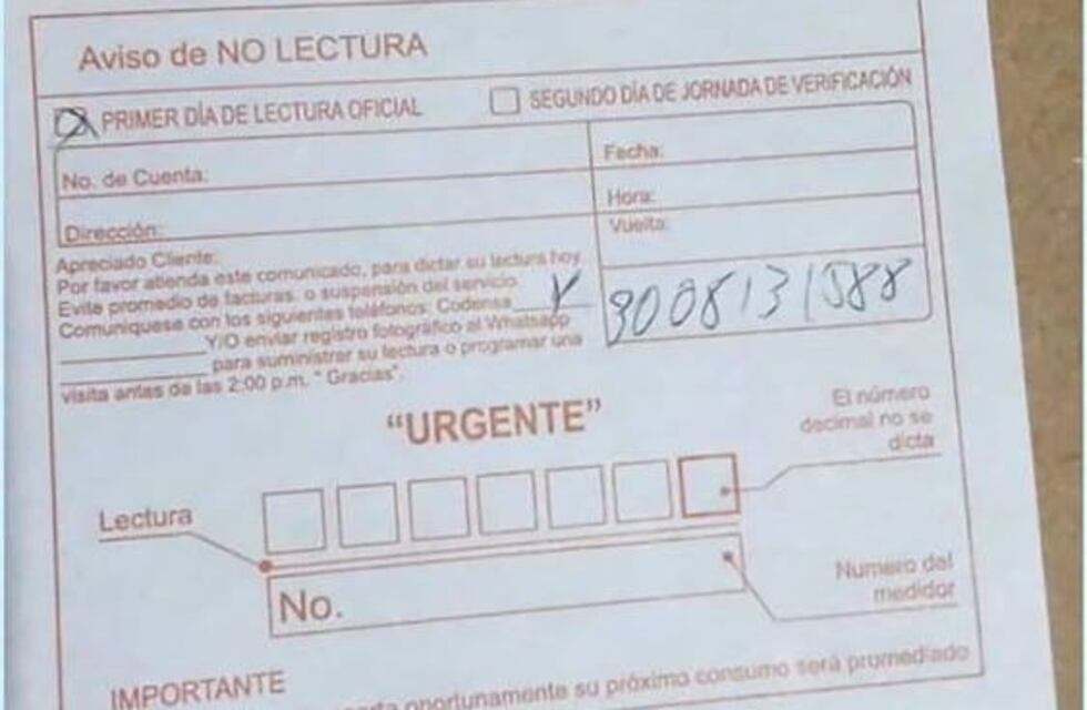 La empresa EdERSA de Viedma comunicó que los avisos de "no lectura" son truchos