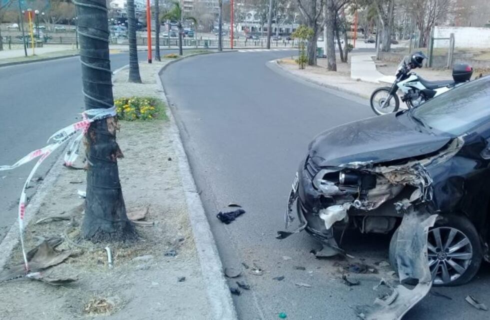 Un auto terminó contra una palmera en Carlos Paz