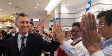 Mauricio Macri visitó un supermercado que vende carne argentina en Japón (Presidencia)