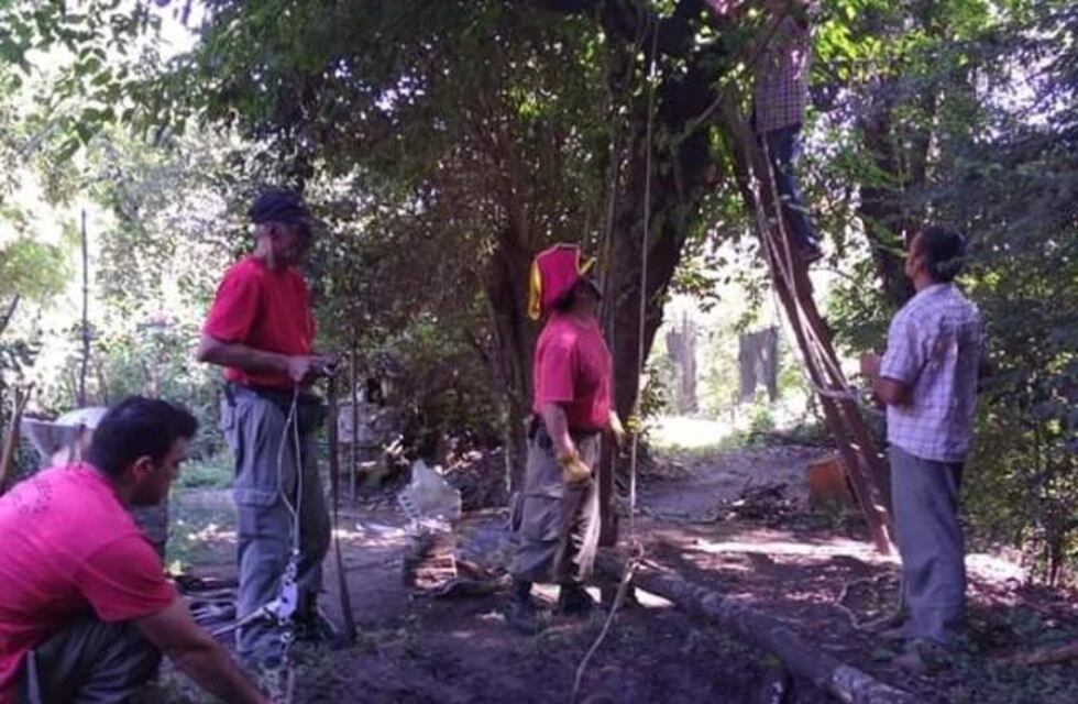 Ascochinga: bomberos acuden con urgencia y rescatan a un caballo caído en pozo