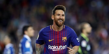 GRA531\u002E BARCELONA,, 09/09/2017\u002E- El delantero argentino del FC Barcelona Leo Messi celebra su segundo gol, y segundo del equipo frente al RCD Espanyol, durante el partido de la tercera jornada de Liga en Primera División que se juega esta noche en el Camp Nou, en Barcelona\u002E EFE/Alberto Estévez