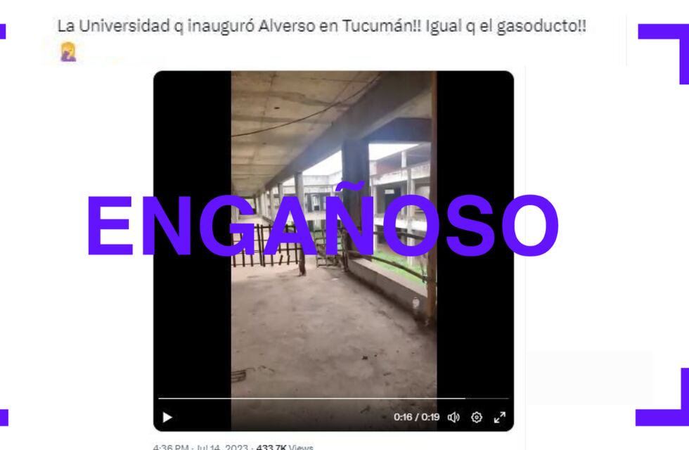 Es engañoso el video que muestra la inauguración de una obra no terminada en Tucumán