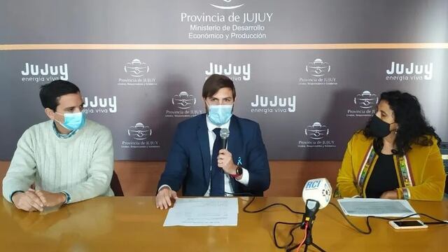 Federico Manero, Exequiel Lello Ivacevich y Patricias Ríos, en conferencia de prensa para anunciar el Fondo de Recuperación Productiva.