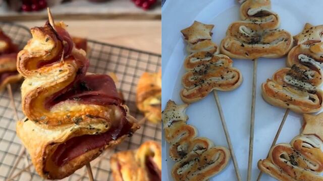 La receta más fácil y económica de TikTok para Navidad: arbolitos de jamón y queso.