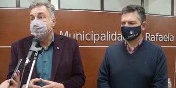 Luis Castellano (intendente) y Germán Bottero (presidente del Concejo Municipal)