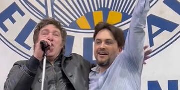 Javier Milei junto a Ramiro Marra su precandidato a jefe de Gobierno porteño