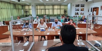 Amalia Galantti acompañada por Bárbara Chivallero, Marcelo Lombardo y María Paz Caruso en el Concejo Municipal