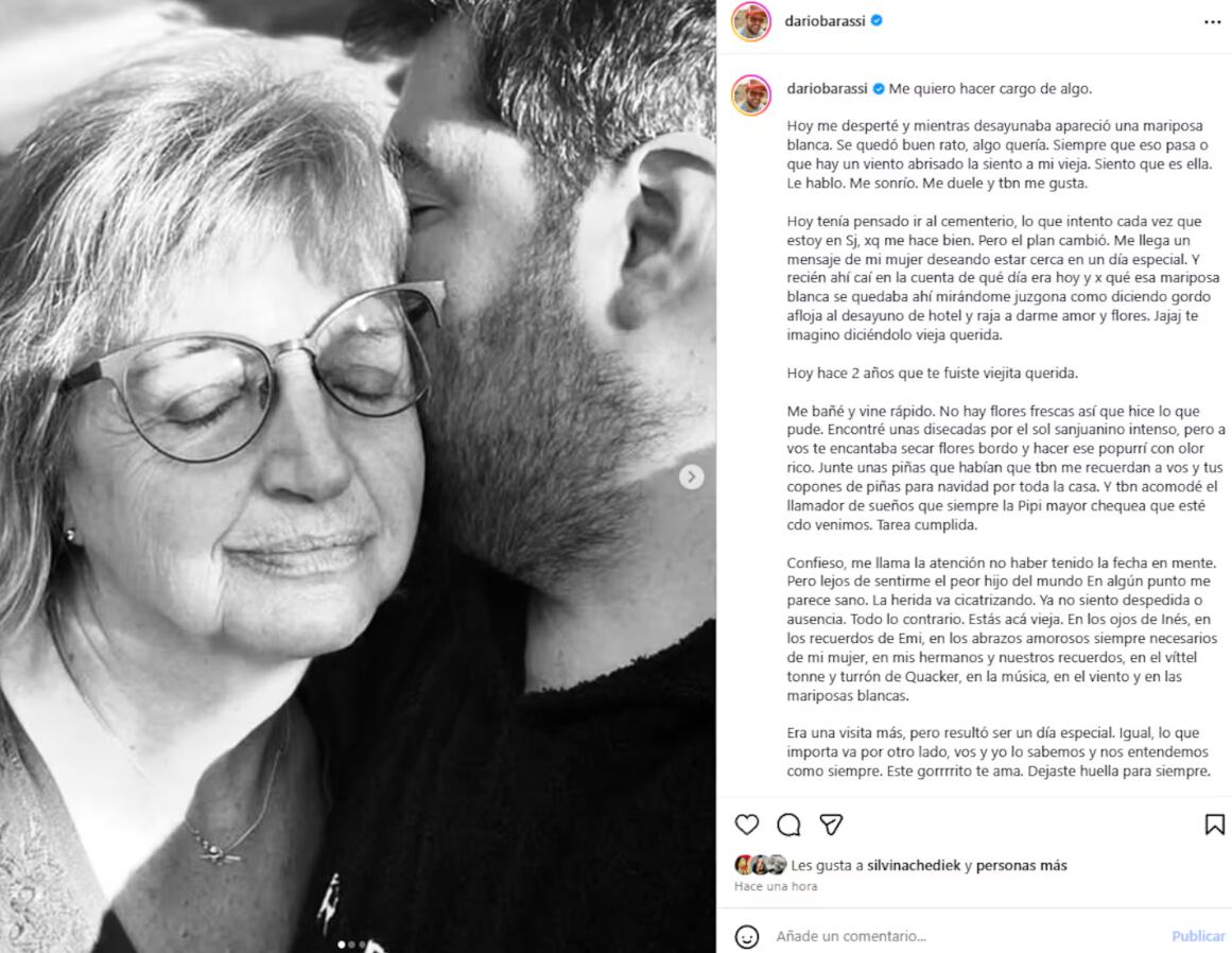 La cálida señal espiritual que recibió Darío Barassi de su madre.