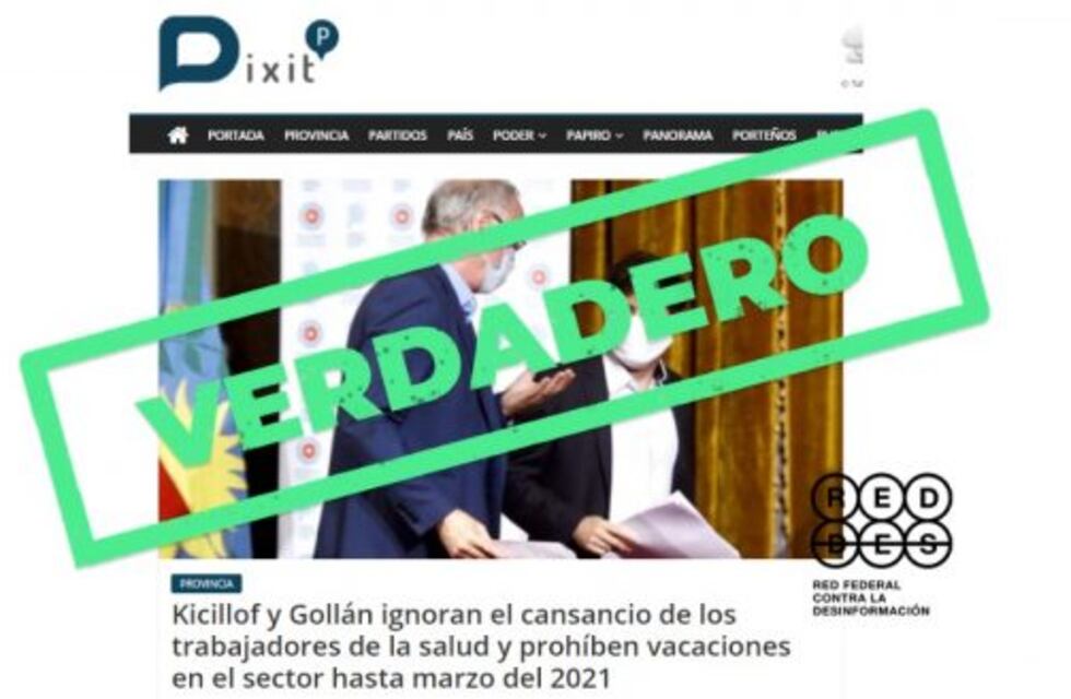 Es verdadero que las vacaciones de los médicos públicos de la Provincia están suspendidas hasta marzo de 2021