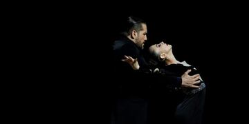 Fernando Rodríguez and Estefanía Gómez compete in the Stage category final at the annual Tango Dance World Championship in Buenos Aires, Argentina, Wednesday, Aug\u002E 21, 2019\u002E The couple placed first\u002E (AP Photo/Natacha Pisarenko)