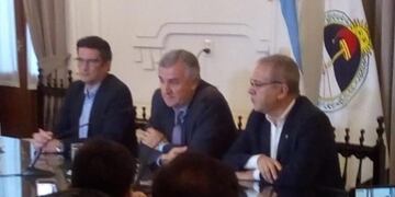 Miranda, Morales y Abud Robles, en conferencia de prensa