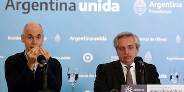 Horacio Rodríguez Larreta y Alberto Fernández. (Foto: Alejandro PAGNI / AFP)