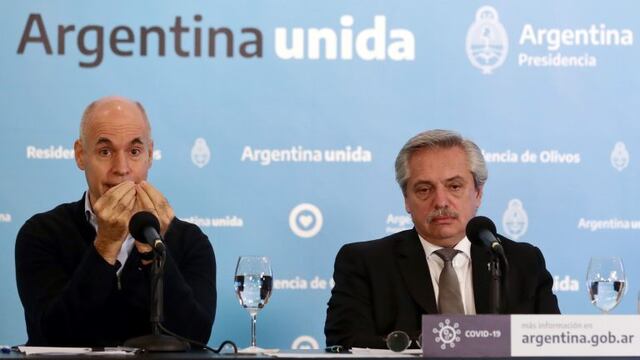Horacio Rodríguez Larreta y Alberto Fernández. (Foto: Alejandro PAGNI / AFP)