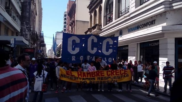 Marcha de la Corriente Clasista y Combativa (CCC) hasta la sede de Anses en Rosario.