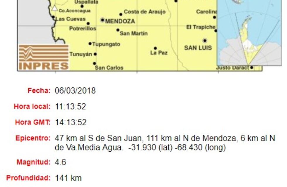 Tembló en San Juan y se sintió en Mendoza