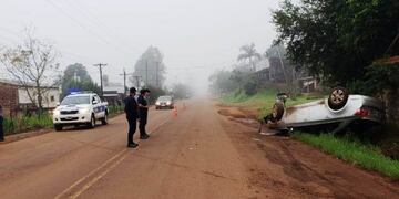 Accidente en El Soberbio\u002E Afortunadamente el hombre no resultó herido\u002E