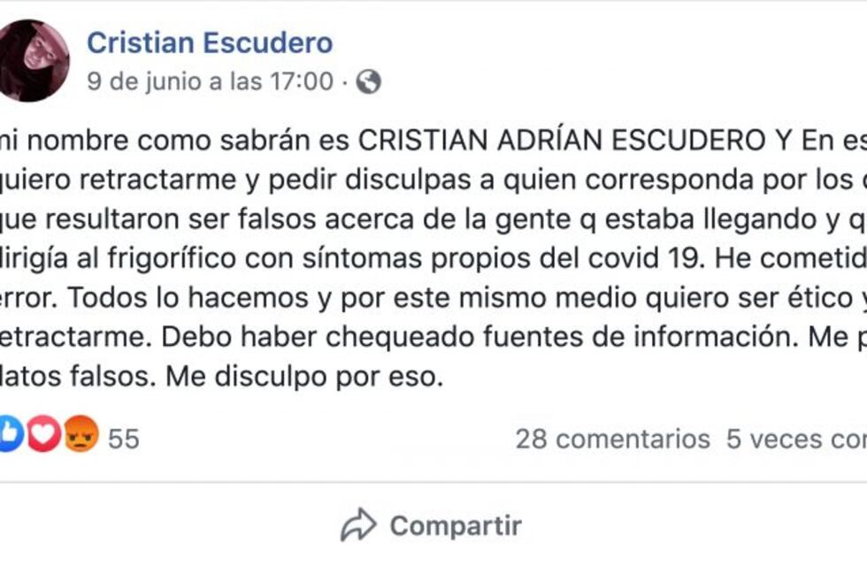"He cometido un error": las disculpas del azuleño denunciado por publicar noticias falsas