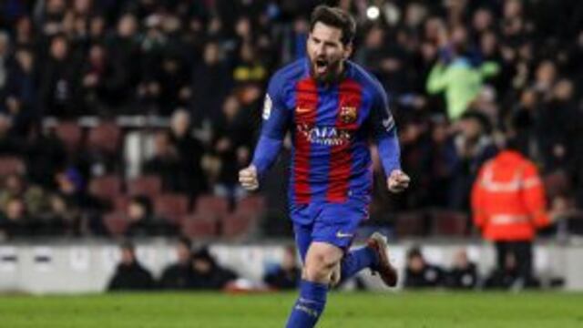 GRA484. BARCELONA, 11/01/2017.- El delantero argentino del FC Barcelona Leo Messi celebra tras marcar el tercer gol ante el Athletic de Bilbao, durante el partido correspondiente a la vuelta de los octavos de final de la Copa del Rey disputado esta noche