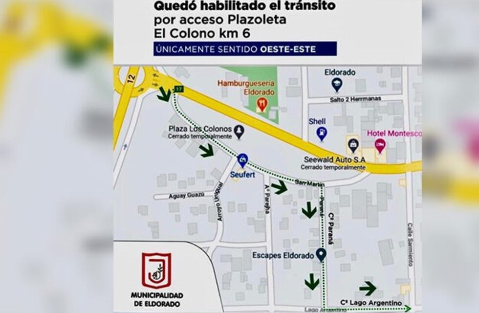Eldorado habilitó un desvío para descongestionar la avenida San Martín