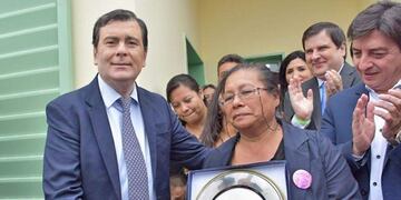 Francisca Soria, madre de Melián, estuvo junto a Zamora en la inauguración del barrio\u002E