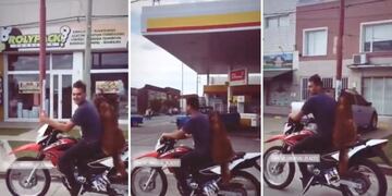 Furor en las redes por el perro "motoquero" de Azul
