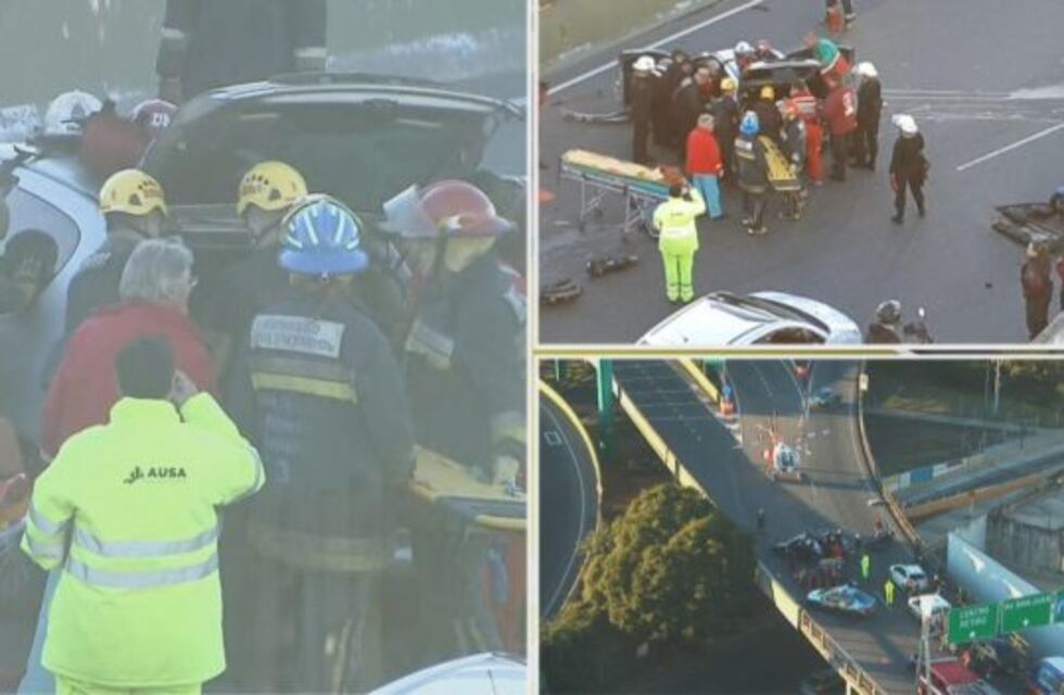Choque y rescate en la Autopista 25 de Mayo