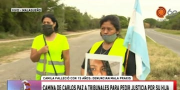 Camina desde Carlos Paz a los Tribunales de Córdoba para pedir justicia por su hija\u002E (Foto: captura / video ElDoce\u002Etv)\u002E
