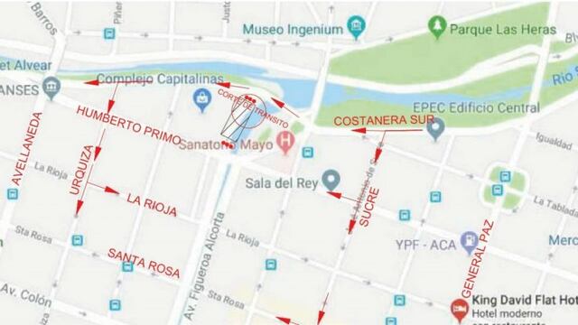 Corte en La Cañada por el nuevo puente de la Costanera\u002E
