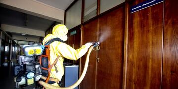 Desinfección por coronavirus en Casa de Gobierno de Mendoza