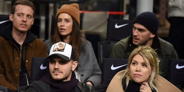 Soccer Football - Serie A - Inter Milan v Sampdoria - San Siro, Milan, Italy - February 17, 2019 Inter Milan's Mauro Icardi with his wife Wanda Nara in the stands REUTERS/Daniele Mascolo