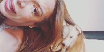 Lizy Tagliani con Justo, su nueva mascota (Web)